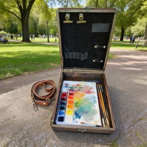Wooden Messenger Box for Artists | Brush and Paint Storage Case